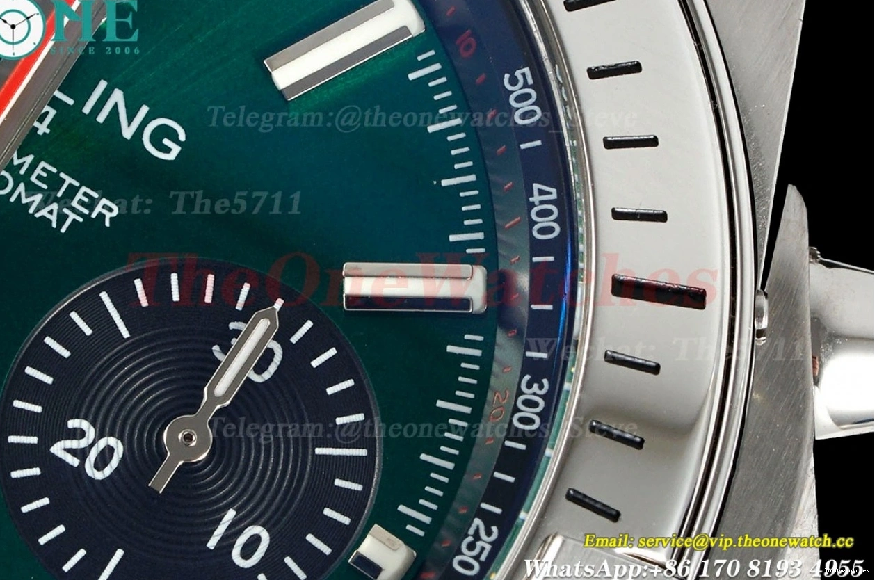 SS Stk 42MM SS Chronomat A7750 TF Green B01 0129